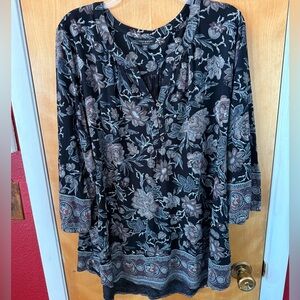 Lucky Brand Blue and Pink 3/4 Sleeve Relaxed Tunic